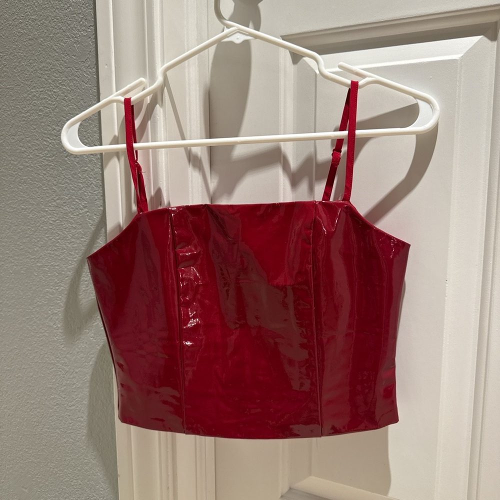 Superdown Faux Leather Corset Top